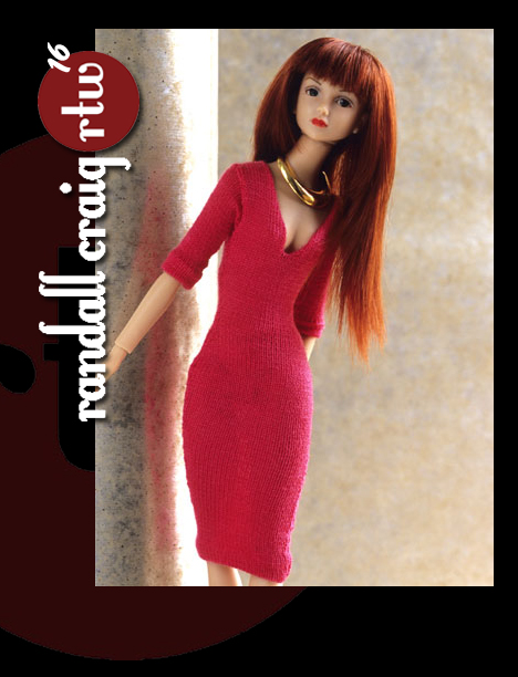 V-Neck Sweater Dress in Red on RanDAngel doll